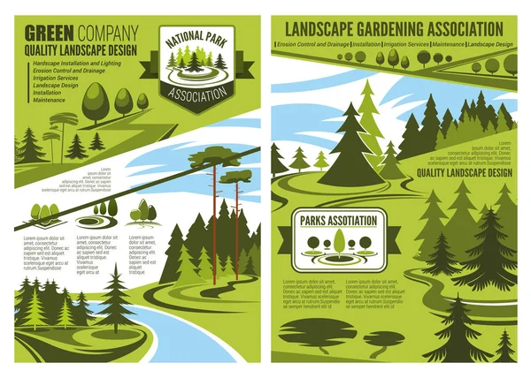 景色の設計および園芸協会ポスター — ストックベクタ