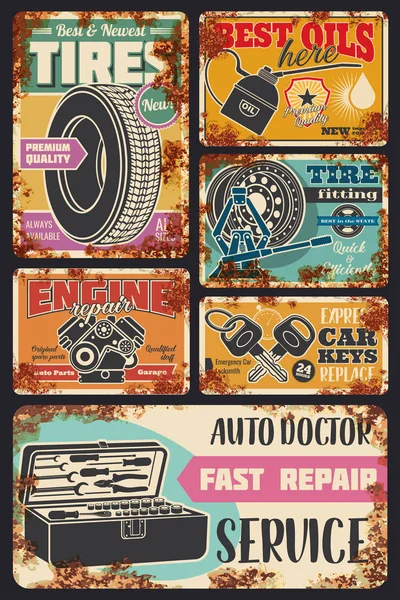 Auto auto diagnostische service center roest posters — Stockvector