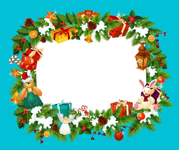 Πλαίσιο ευχετήρια κάρτα διακοπών Χριστουγέννων — Διανυσματικό Αρχείο