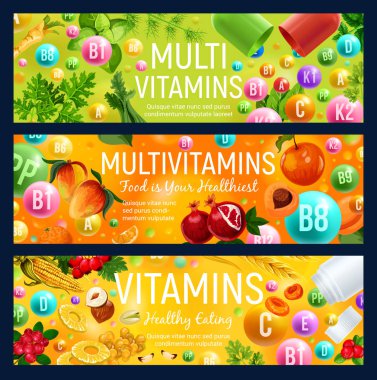 Multivitamin afiş, doğal vitamin gıda