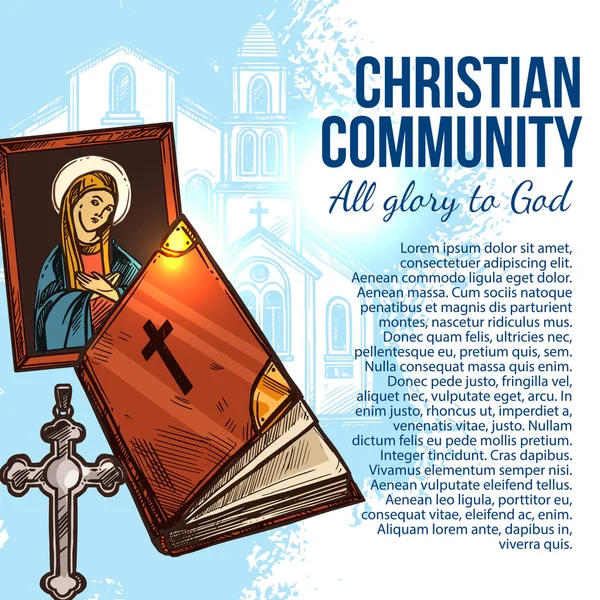 A bibliai kereszténység keresztény vallás poszter — Stock Vector