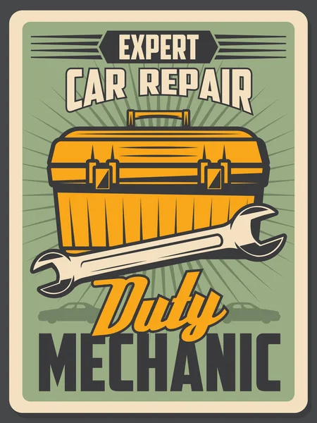 Servicio de reparación de automóviles cartel vintage — Vector de stock