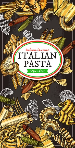 Italiaans eten banner met pasta en macaroni — Stockvector