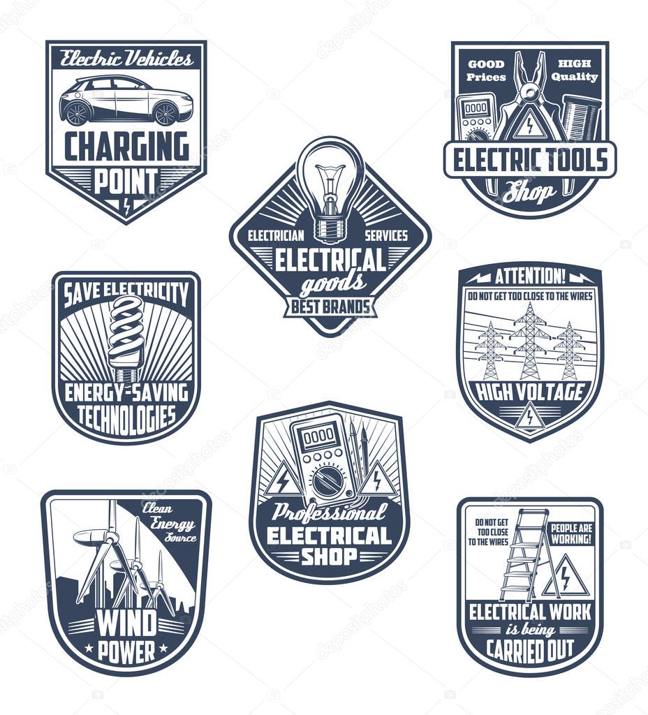 Electricity, power save and ecology icons