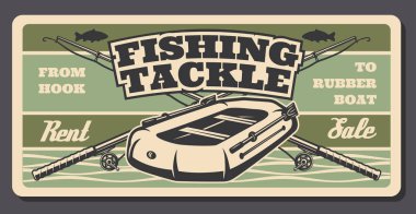 Balık tutma malzemeleri dükkanı, balıkçı çubuklar ve tekne