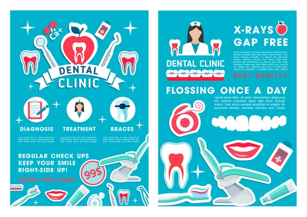 牙科与牙科临床设计 — 图库矢量图片