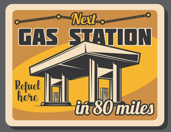 Tankstation en brandstof pomp retro banner — Stockvector