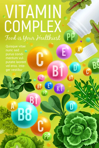 Вітамін та мінерал у овочах та траві — стоковий вектор