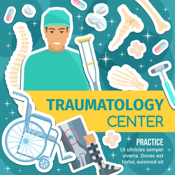 Травматология, совместная реабилитационная клиника — стоковый вектор