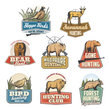 Avcılık spor vektör izole simgeler