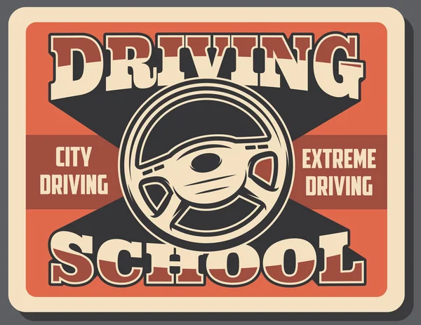 Driving school reklama retro szyld — Wektor stockowy