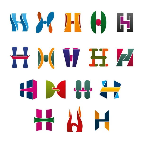 Letters H in colors and shapes for brand identity — Stock Vector