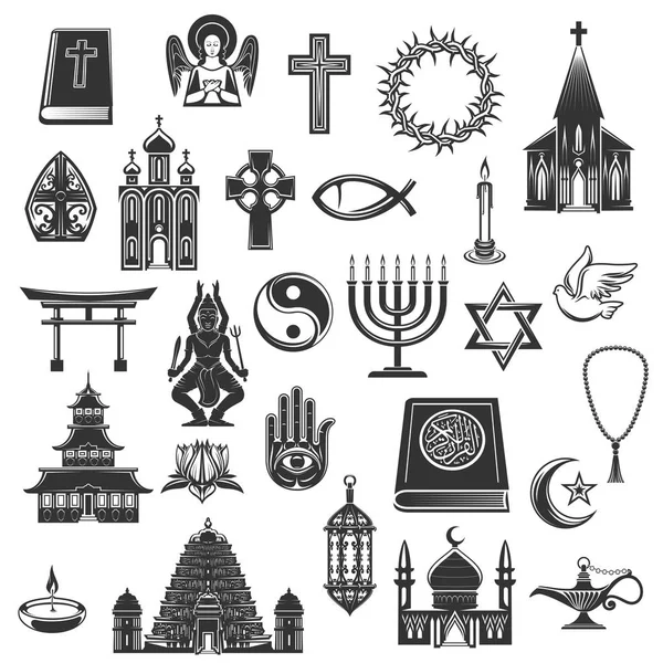 Векторные символы и знаки мировых религий — стоковый вектор