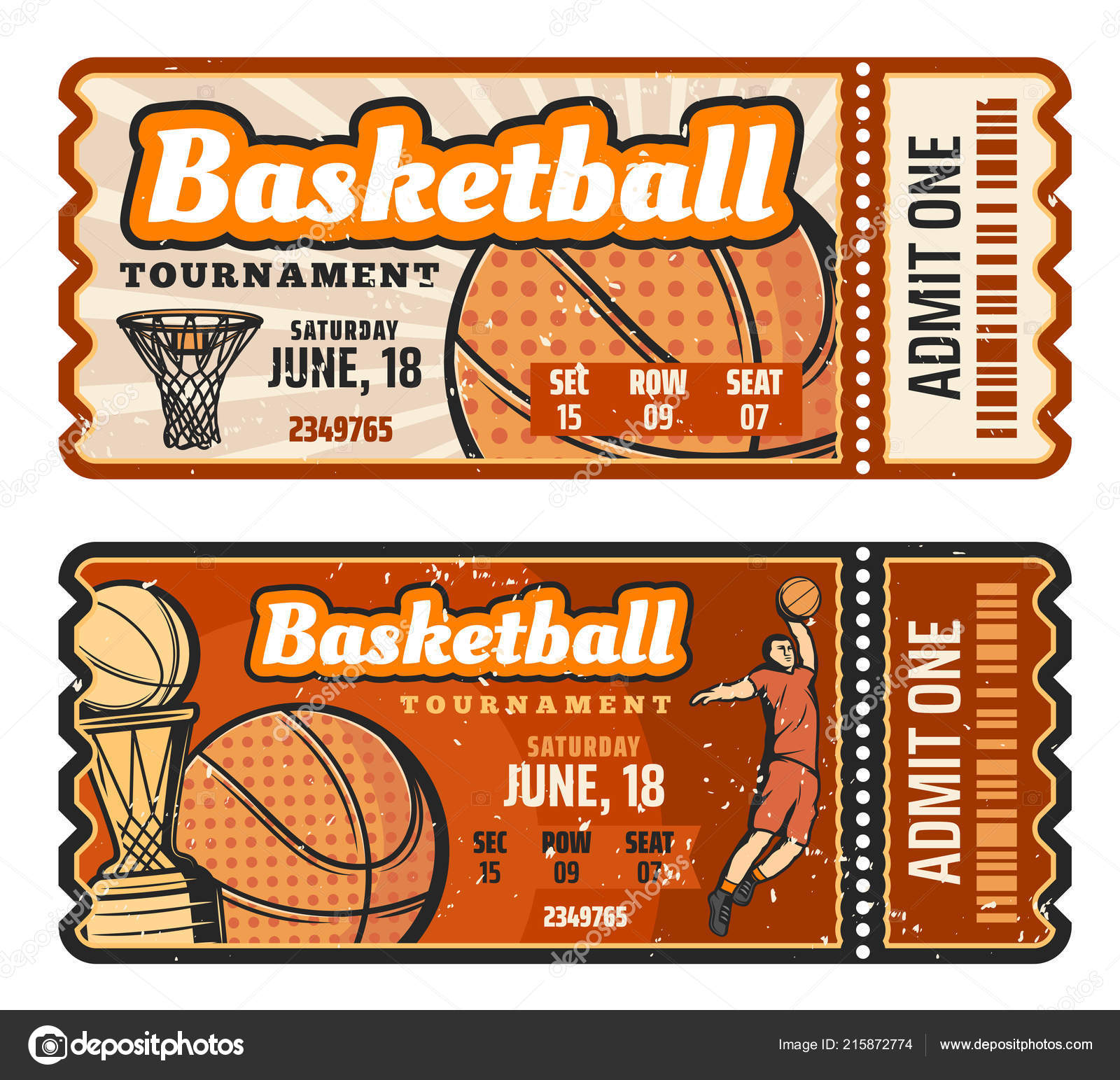 Basketball sport game ticket, vector Stock Vector Image by ©Seamartini