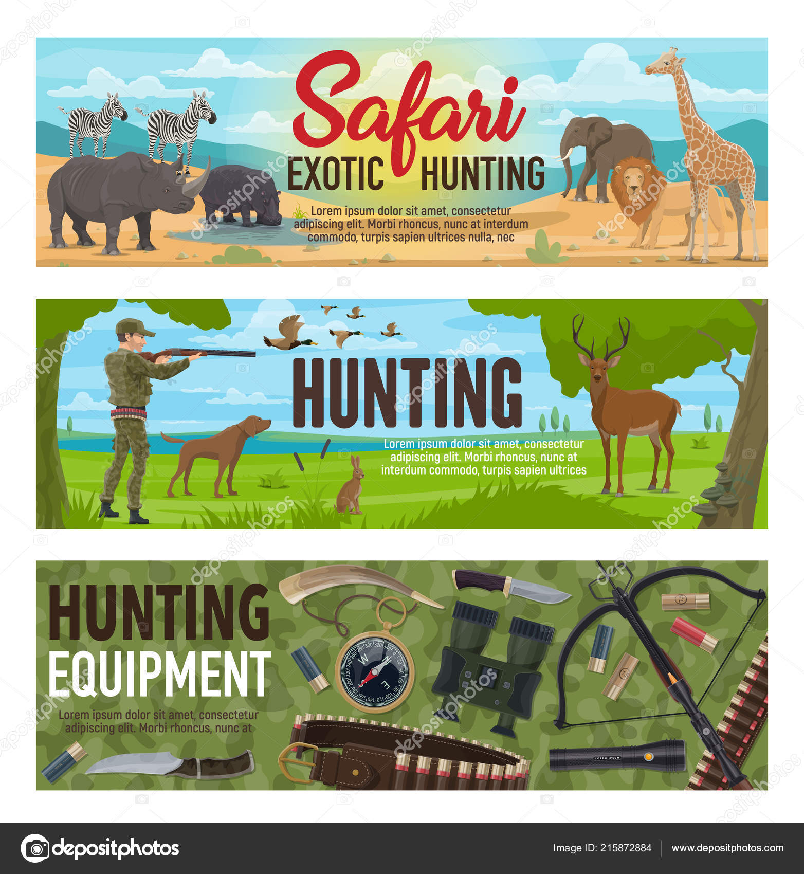 African safari and forest hunting sport Stock Vector Image by ©Seamartini  #215872884