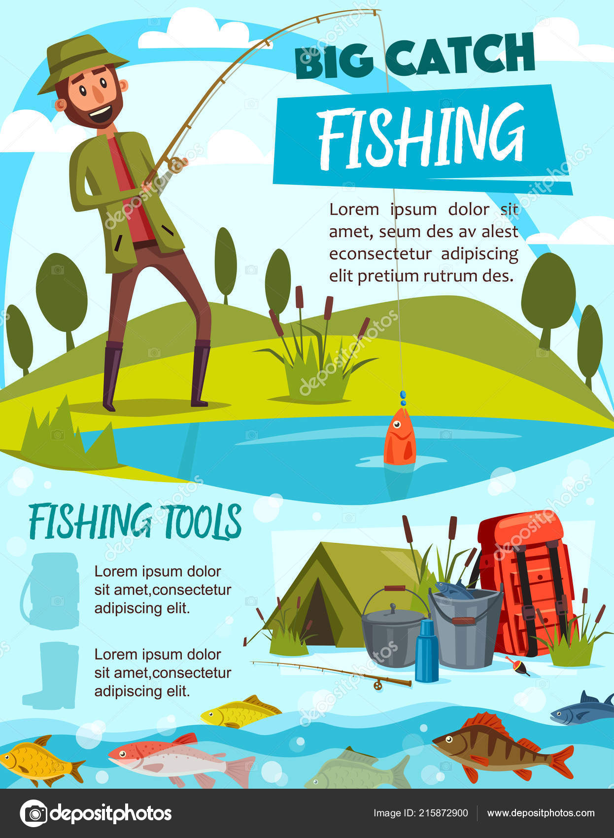 Fishing Rods And Fly Lure Design Pack Vector Download