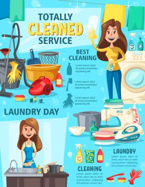 House cleaning service, washing and equipment clipart