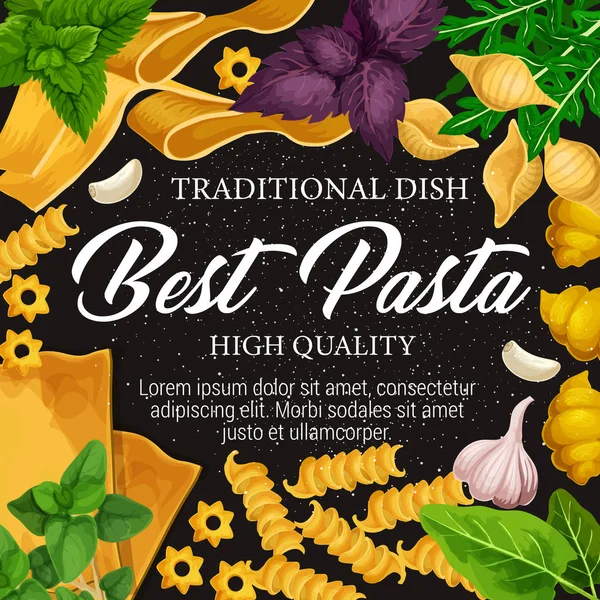 Cucina italiana pasta, spezie ed erbe aromatiche — Vettoriale Stock