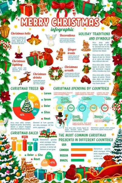 Kerstmis en Nieuwjaar vakantie infographics — Stockvector