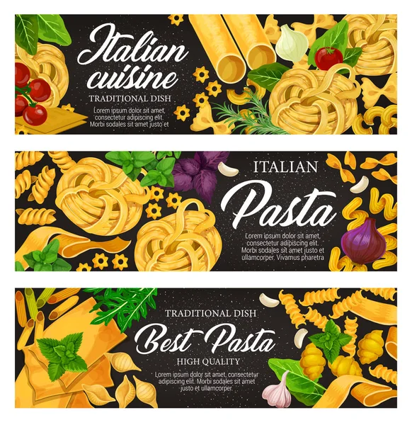 Olasz ételek, tészta-, gyógynövény- és fűszernövénytermesztő — Stock Vector