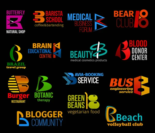De pictogrammen van de identiteit van de bedrijfs van de abstracte letter B — Stockvector
