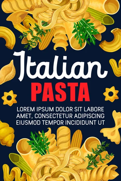 Italienische Nudeln, Makkaroni und Spaghetti — Stockvektor