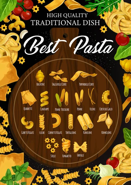 Beste italienische Pasta auf Schneidebrett — Stockvektor