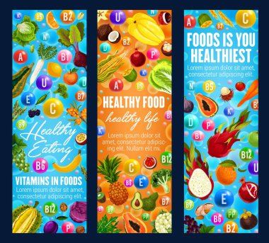 Vitaminler sağlıklı yiyecek ve meyve