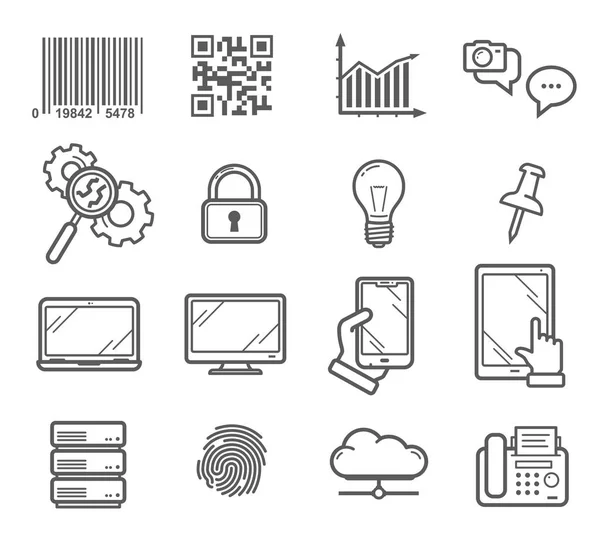 Technologie und Business skizzieren Vektor-Icons — Stockvektor