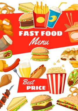 Fast food menü sokak yemekler ve içecekler