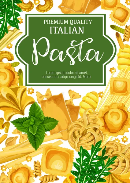 Olasz tészta, gyógynövény ízesítésére, vektor — Stock Vector
