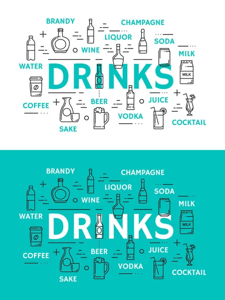 Non alcohol beverage and alcohol drinks — Stock Vector