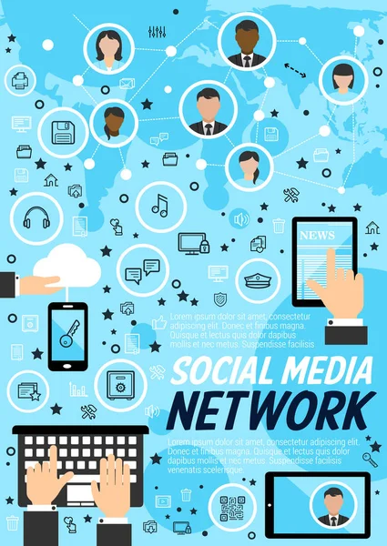 Návrh technologie sítě sociální média — Stockový vektor