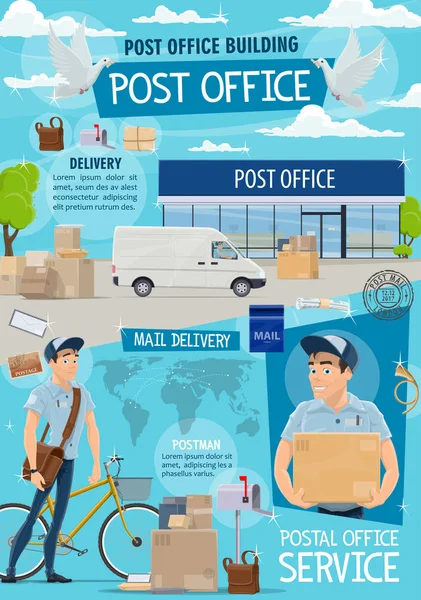 Post office and mail fast delivery service — Stock Vector