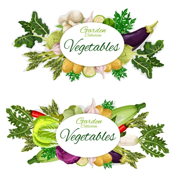 Gemüseernte und Gartenlebensmittel, Vektor — Stockvektor