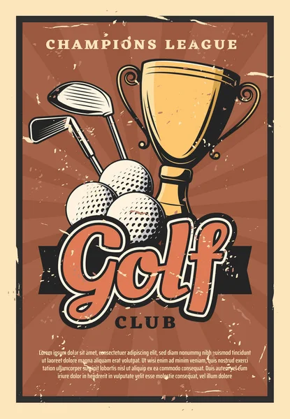 Golf jogo esporte clube, vetor bolas e paus — Vetor de Stock