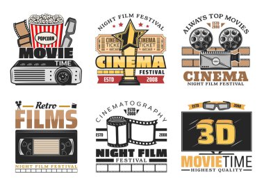 Retro simgeler vektör sinema film ve Festivali