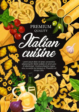 İtalyan mutfağı pasta malzemeler poster pişirme