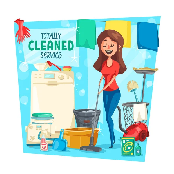 Temizleme, Çamaşırhane ve ev işleri Servisi — Stok Vektör