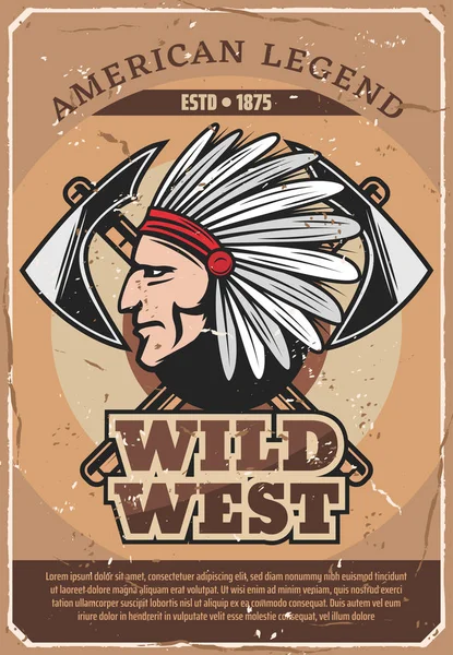 American Wild West Indian hombre cartel retro — Vector de stock