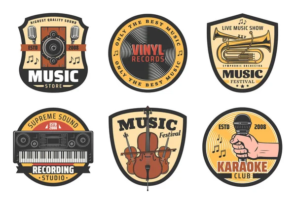 Iconos vectoriales de instrumentos de música — Vector de stock