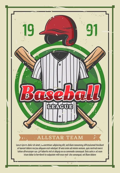 Baseball Sport League Team Turnier Retro-Poster — Stockvektor