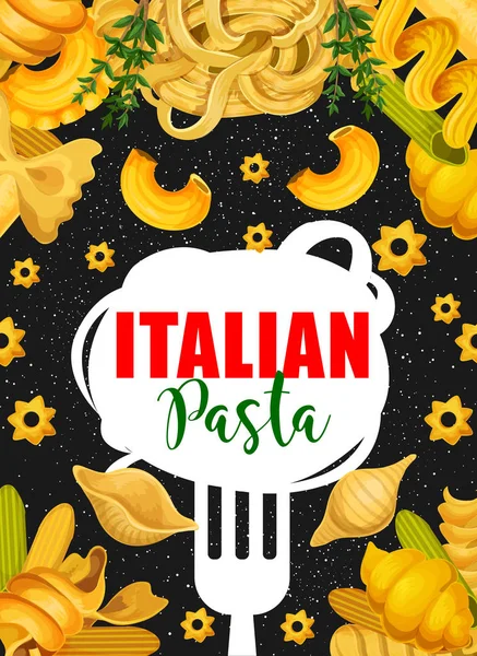 Manifesto vettoriale di pasta e forchetta italiana — Vettoriale Stock