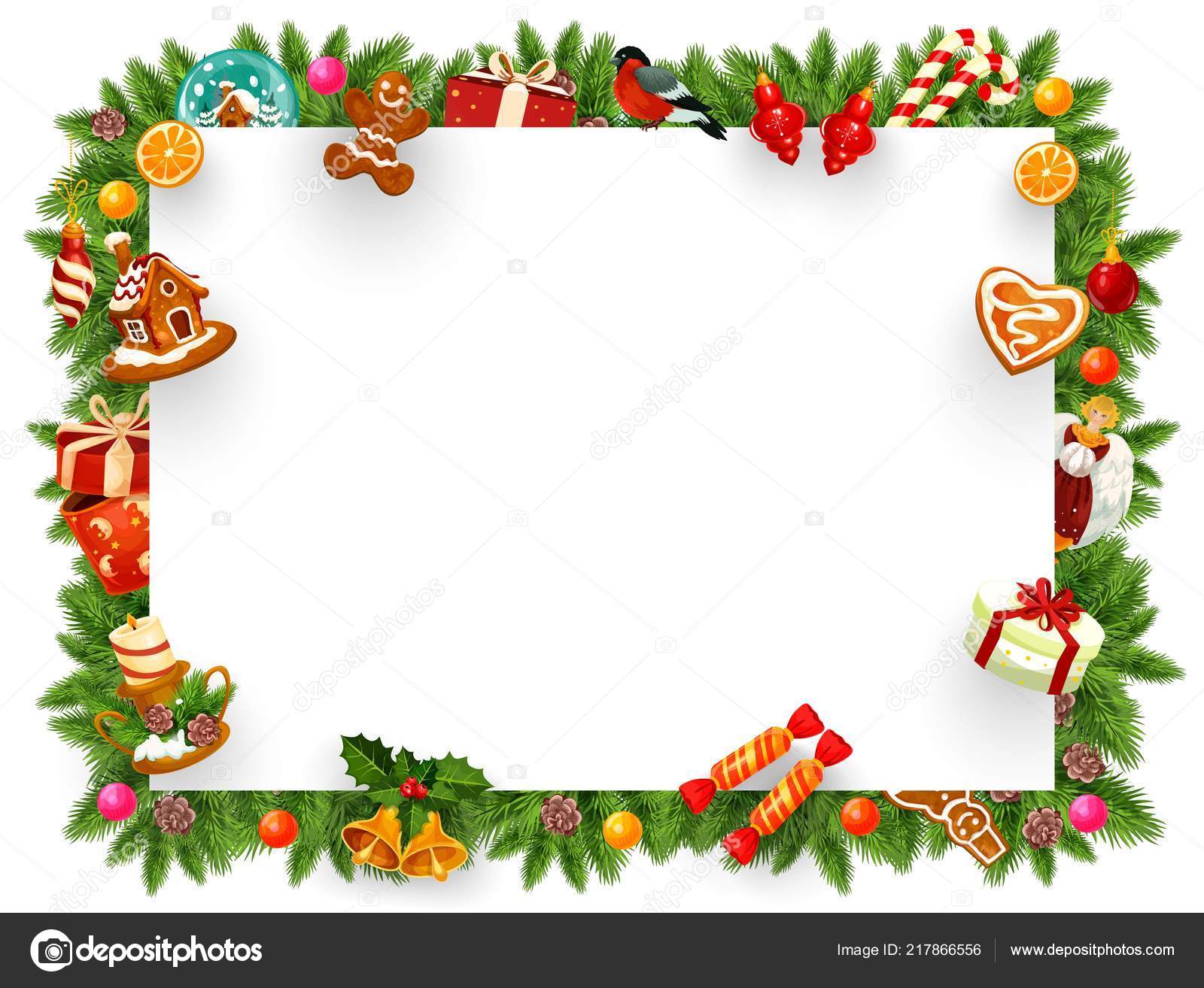 Christmas holiday frame with Xmas tree branches — Stock Vector © Seamartini #217866556