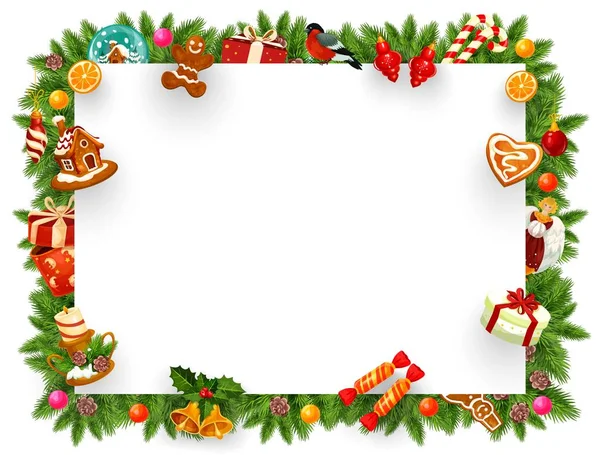 Christmas holiday frame with Xmas tree branches — Stock Vector