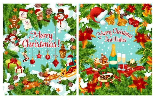 Joyeux vœu de Noël carte de vœux vectoriel — Image vectorielle