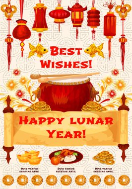 Çin yeni yılı geleneği sembolleri tebrik kartı