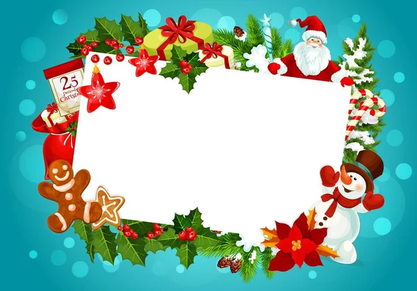 Ευχετήρια κάρτα Χριστουγέννων άδειο κενό πλαίσιο — Διανυσματικό Αρχείο