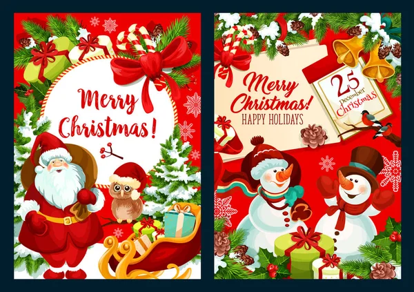 Feliz Navidad vacaciones vector tarjeta de felicitación — Vector de stock