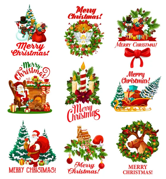 Christmas wishes vector greeting icons — Stock Vector